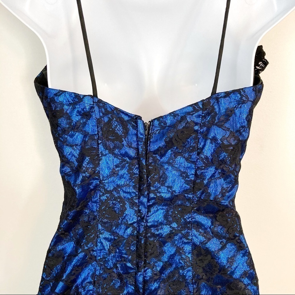 VINTAGE LORALIE 80s Lame + Tulle + Lace Prom Dress - Picture 9 of 10